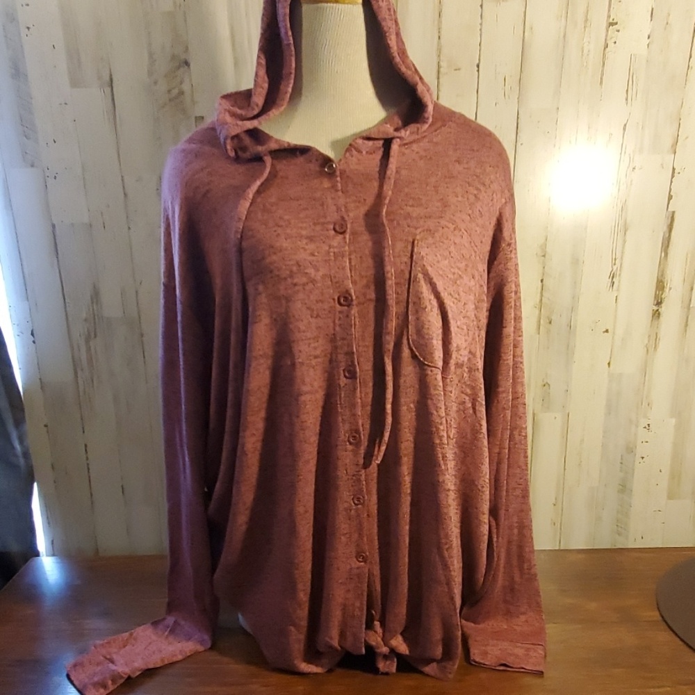 Womens button down tied hoodie
